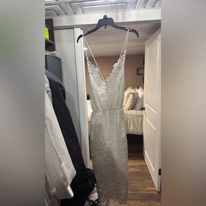 New White Crochet Lace Beach Wedding Party Dress